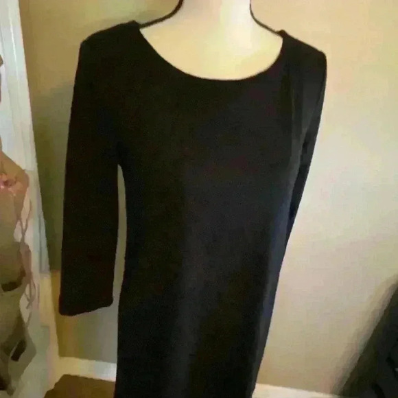 H&M Womens Black Classic Midi Longer sleeve comfortable velour small Dress - Picture 2 of 10